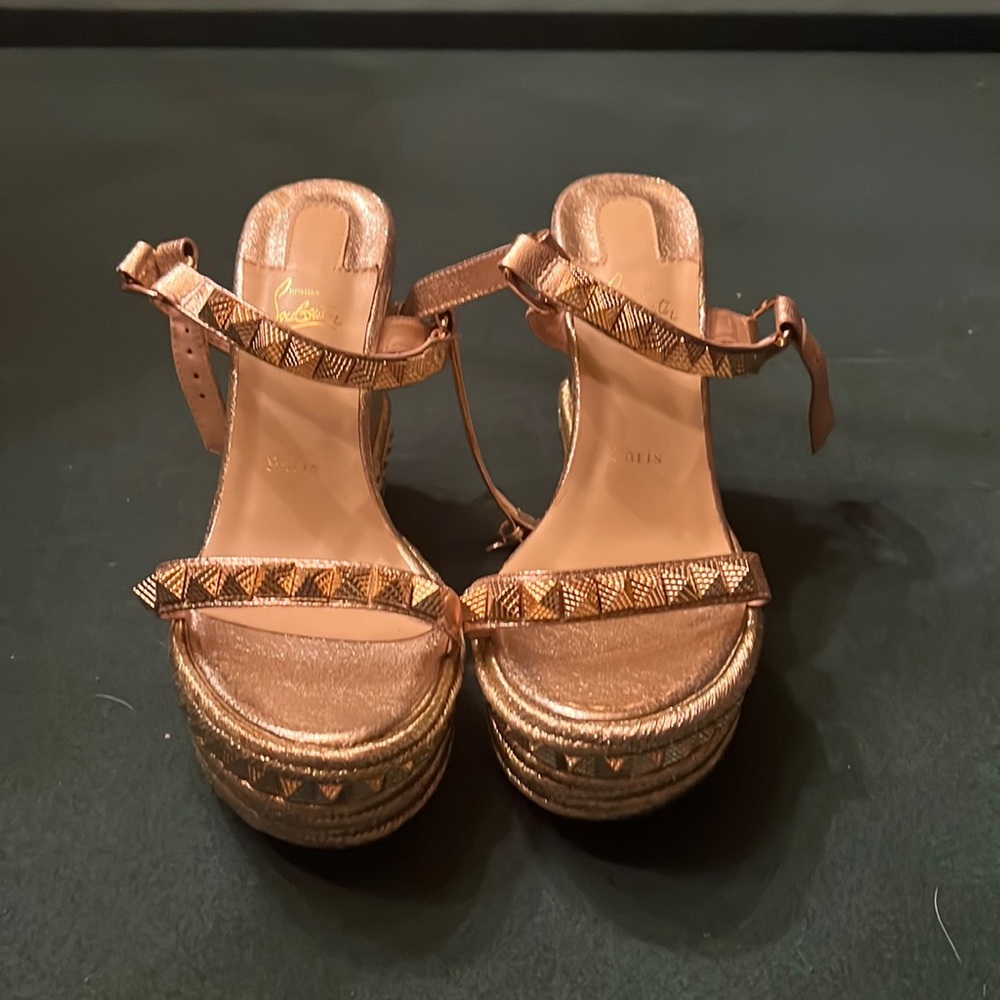 Christian Louboutin Gold Wedges, Size 41